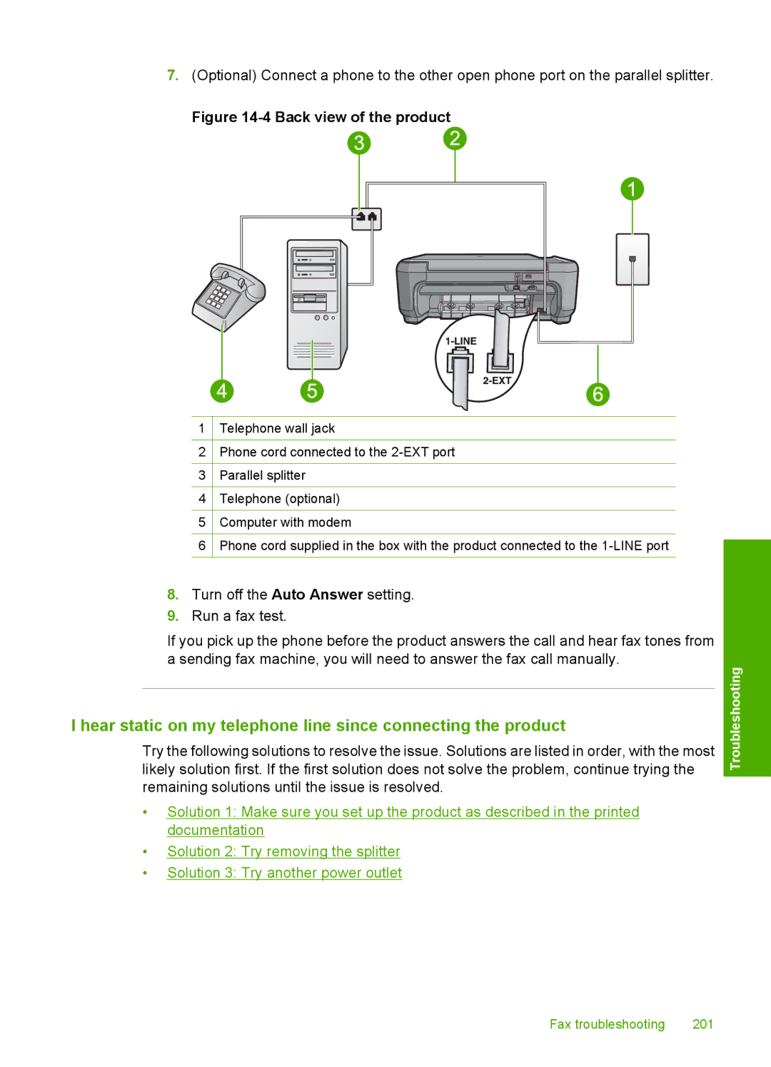 HP C4344, C4342 manual Fax troubleshooting 201 