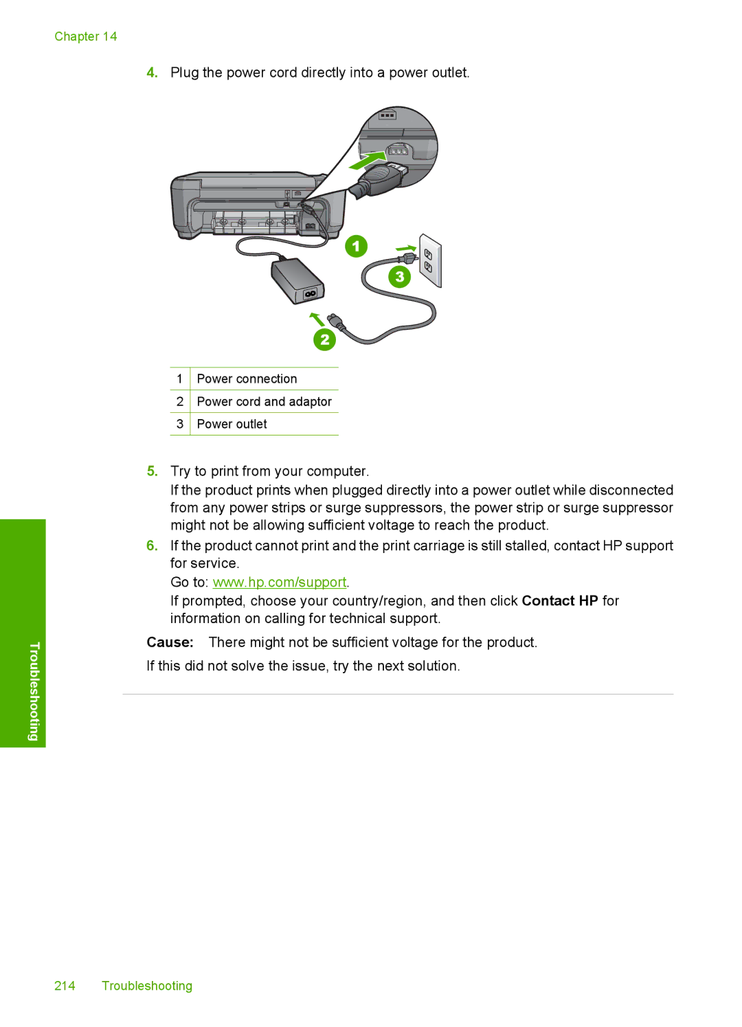 HP C4342, C4344 manual Plug the power cord directly into a power outlet 