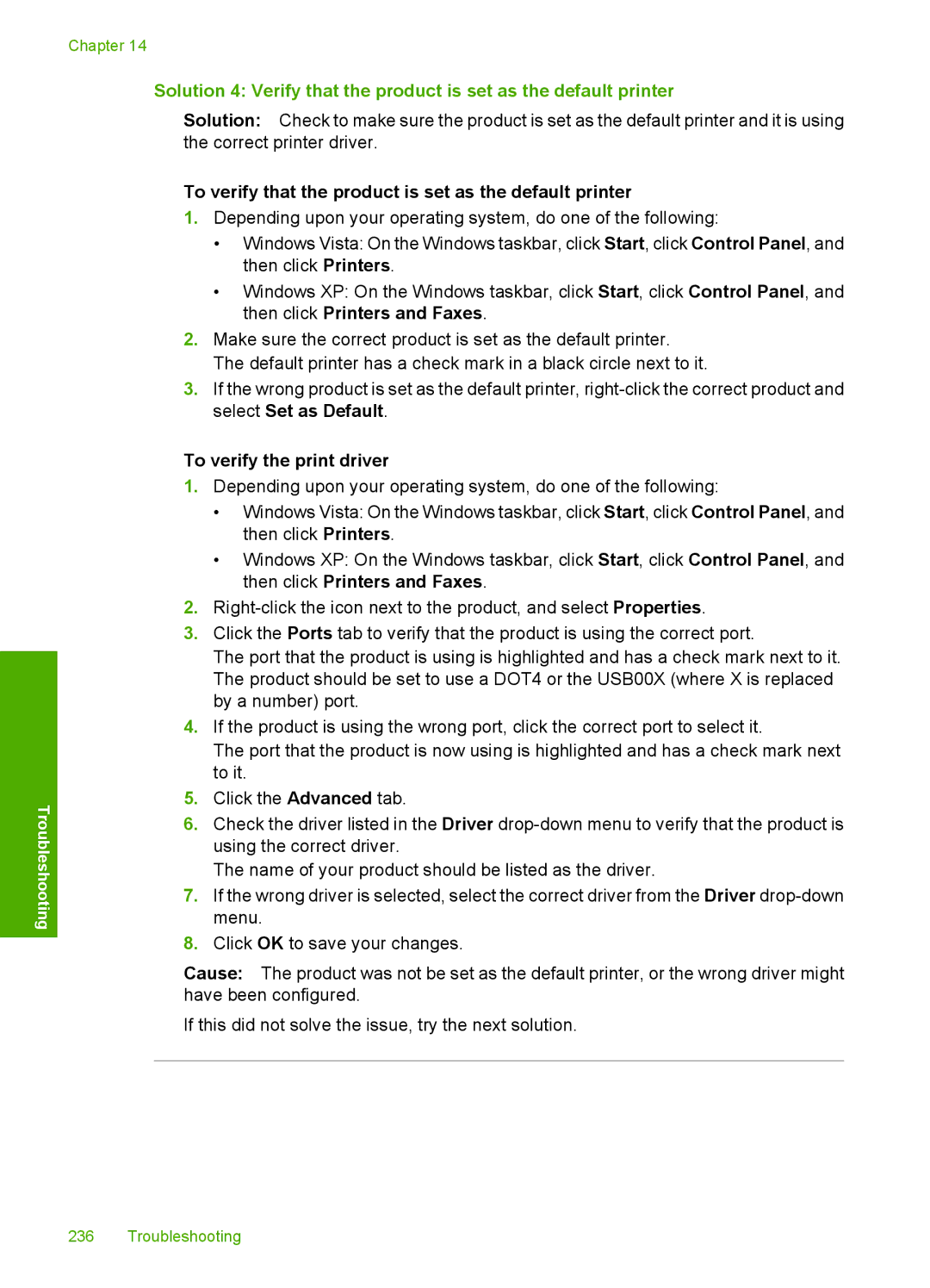 HP C4342, C4344 manual To verify that the product is set as the default printer, To verify the print driver 