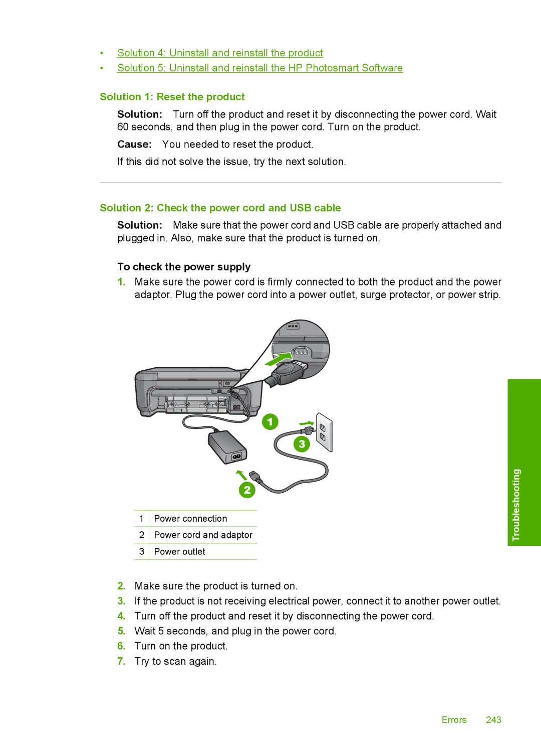 HP C4344, C4342 manual Solution 1 Reset the product 