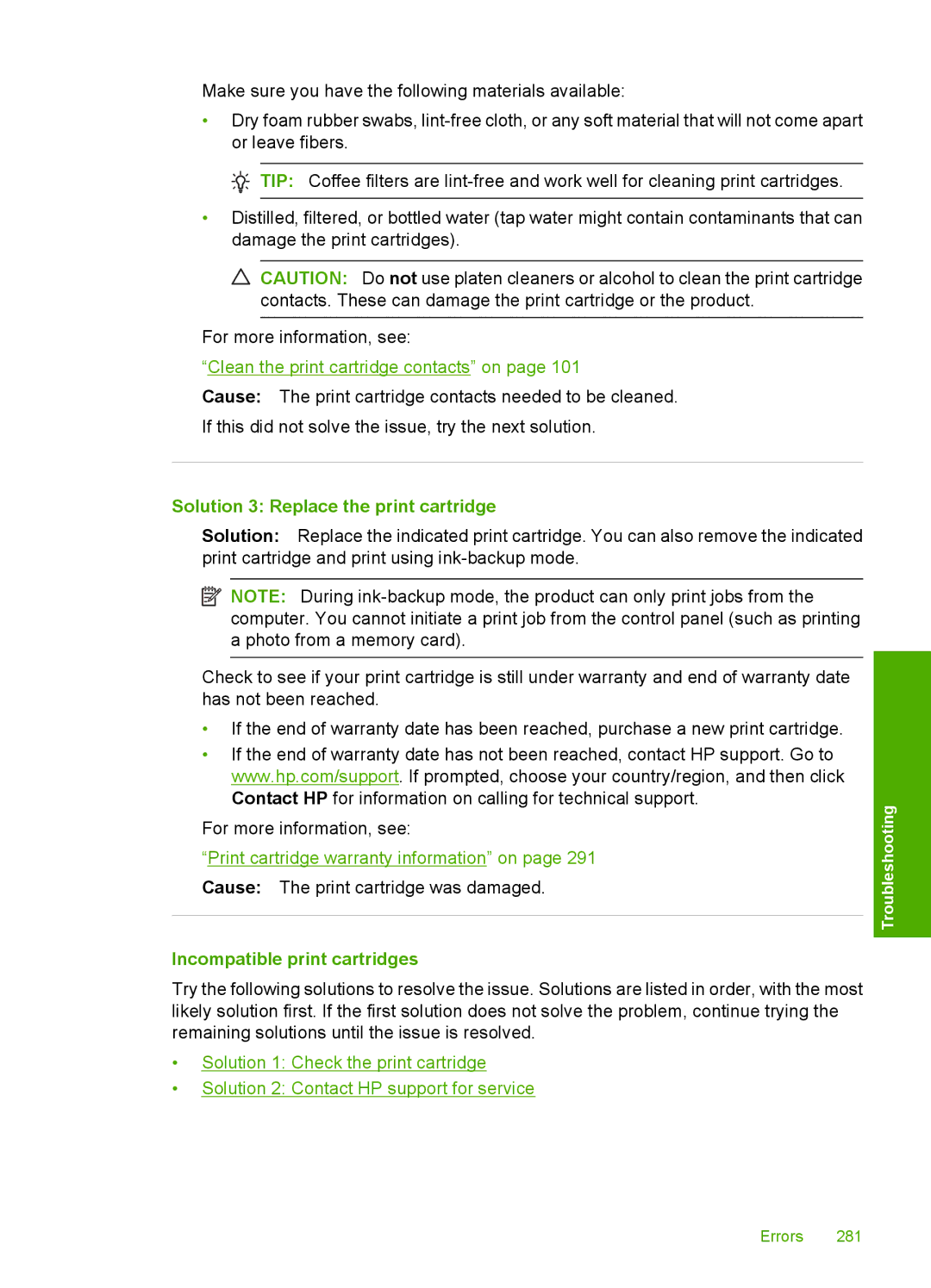 HP C4344, C4342 manual Solution 3 Replace the print cartridge, Incompatible print cartridges 