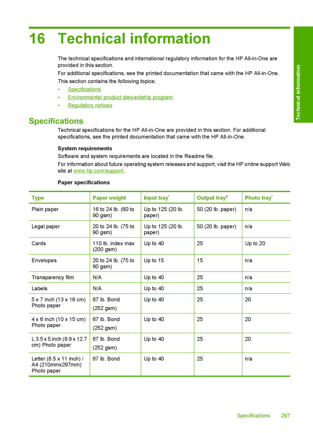 HP C4344, C4342 manual Technical information, Specifications 