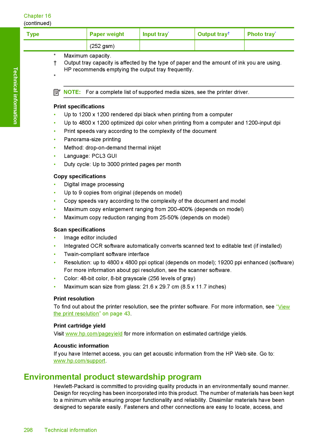 HP C4342, C4344 manual Environmental product stewardship program 