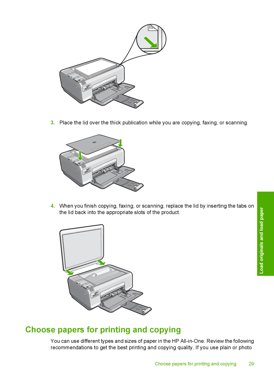 HP C4344, C4342 manual Choose papers for printing and copying 