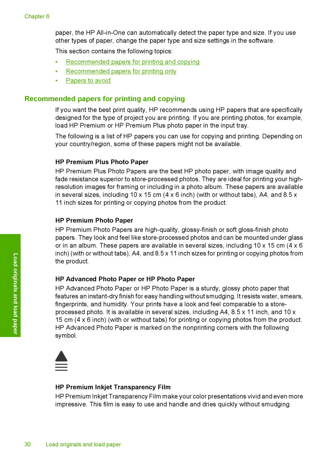 HP C4342, C4344 manual Recommended papers for printing and copying, HP Premium Plus Photo Paper, HP Premium Photo Paper 