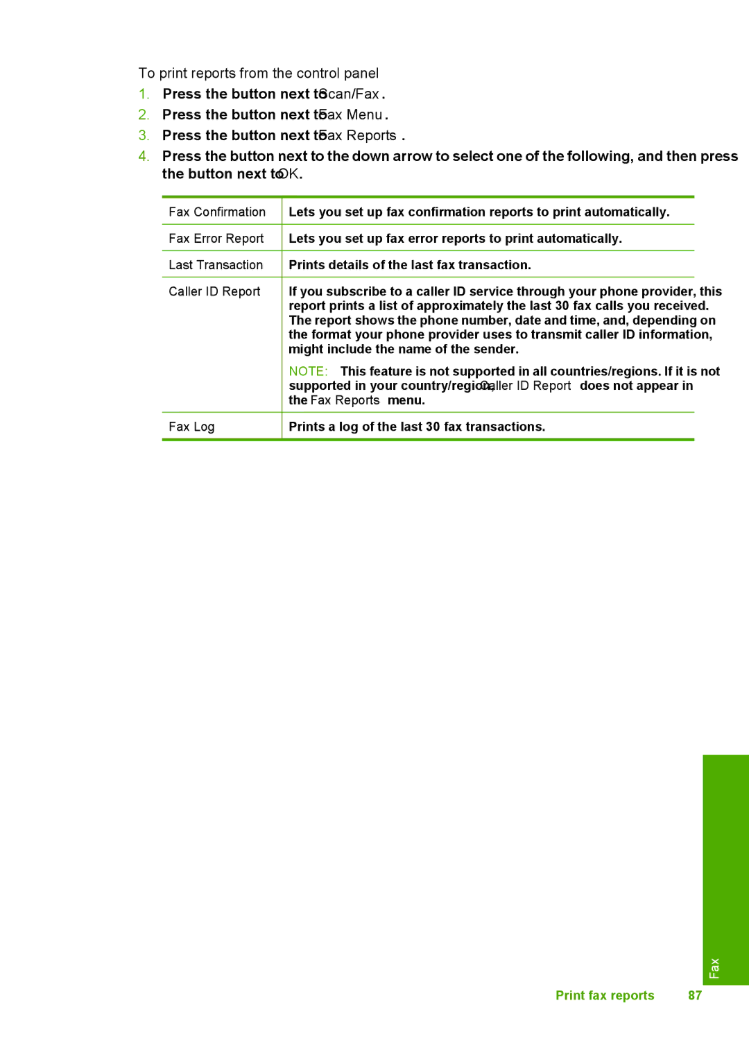 HP C4344, C4342 manual To print reports from the control panel 