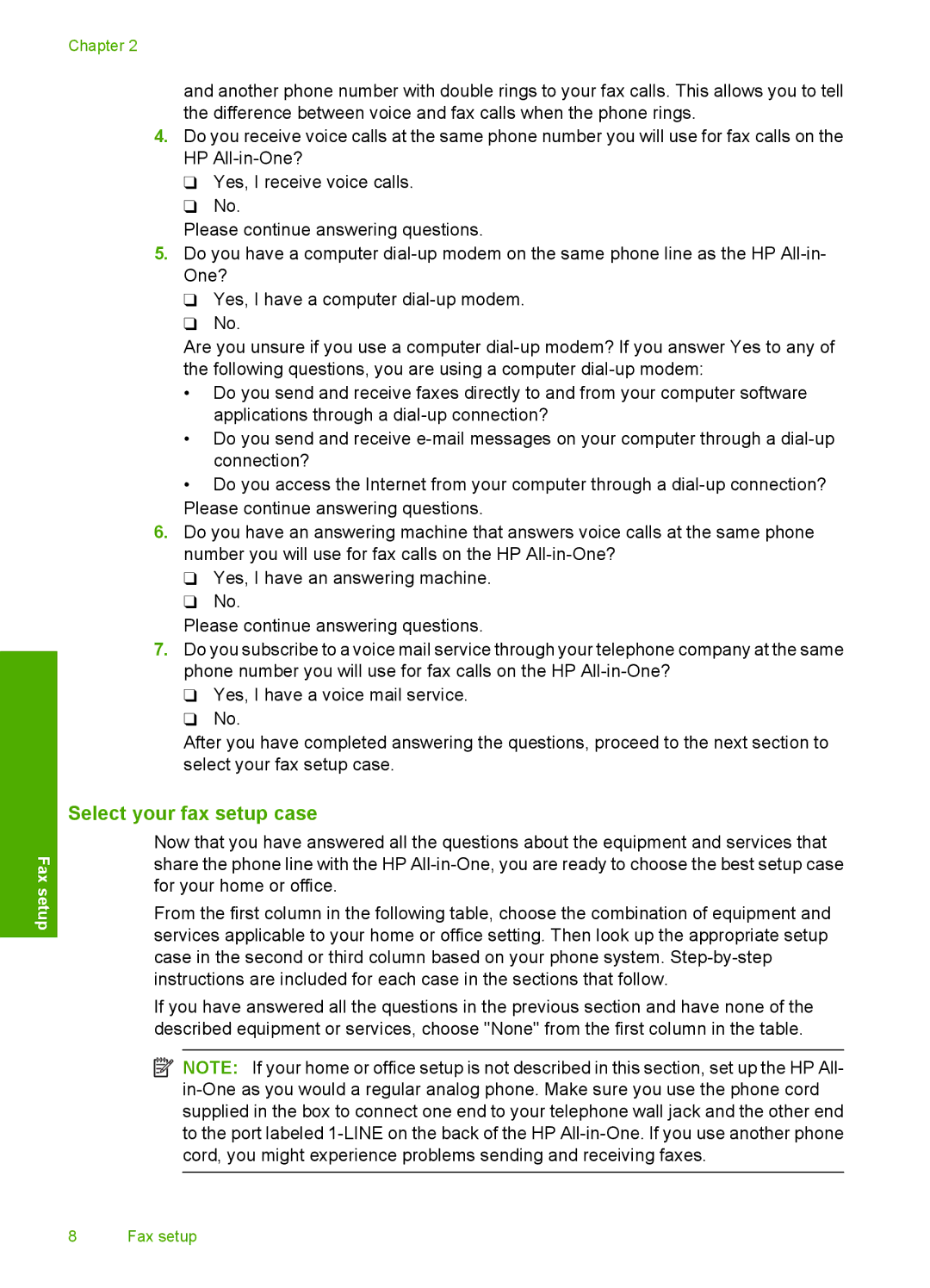 HP C4344 manual Select your fax setup case 