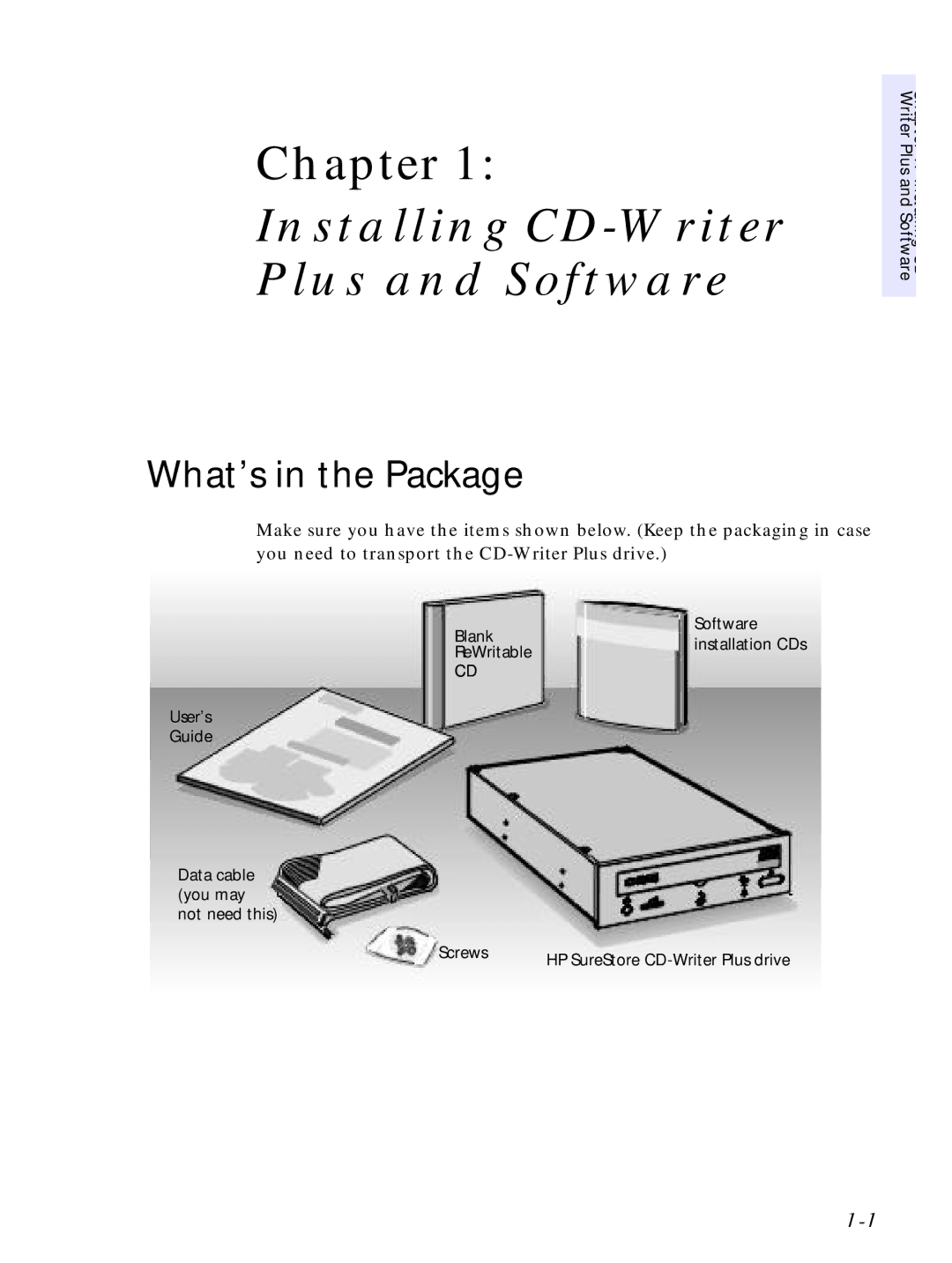 HP C4380-90100 manual Installing CD-Writer Plus and Software, What’s in the Package 