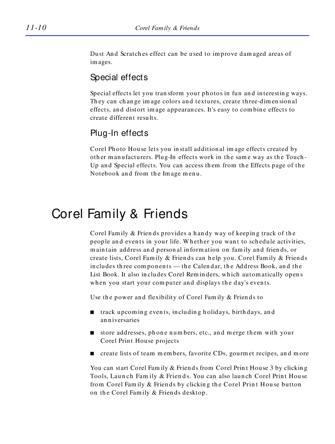 HP C4380-90100 manual Corel Family & Friends, Special effects, Plug-In effects, 11-10 