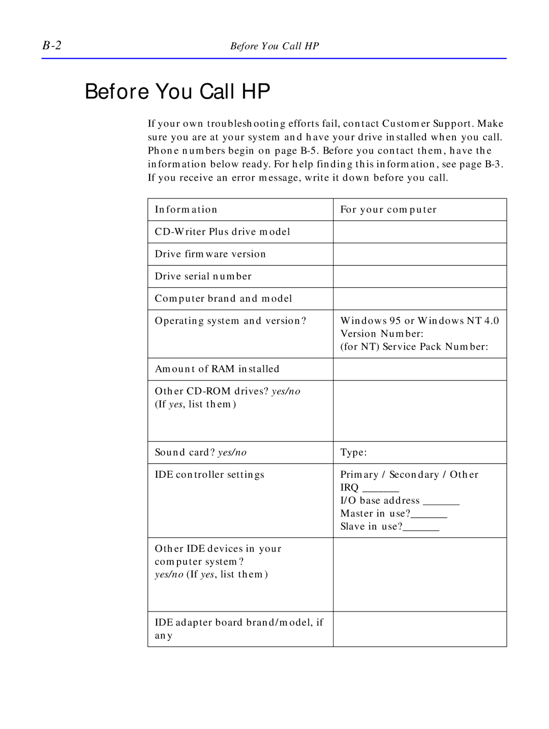 HP C4380-90100 manual Before You Call HP, Information For your computer 