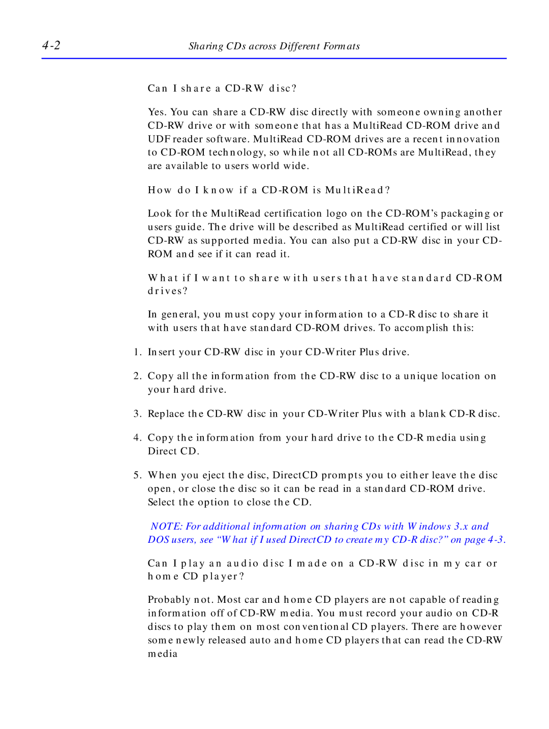 HP C4380-90100 Sharing CDs across Different Formats, Can I share a CD-RW disc?, How do I know if a CD-ROM is MultiRead? 