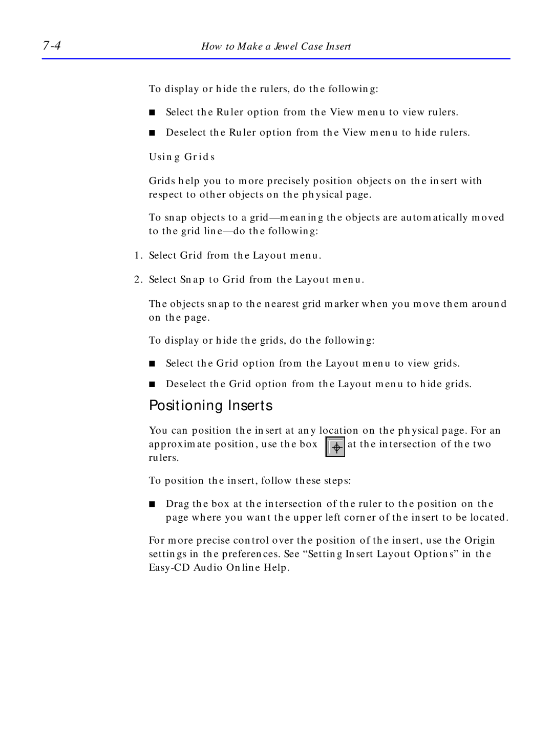 HP C4380-90100 manual Positioning Inserts, Using Grids 