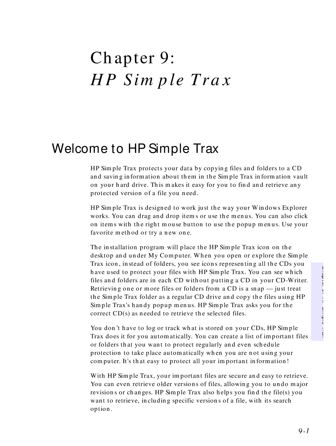 HP C4380-90100 manual Welcome to HP Simple Trax 