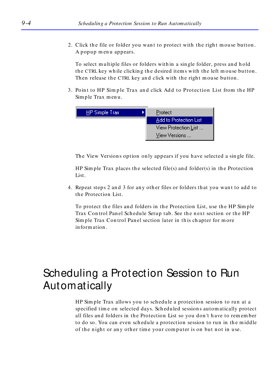 HP C4380-90100 manual Scheduling a Protection Session to Run Automatically 