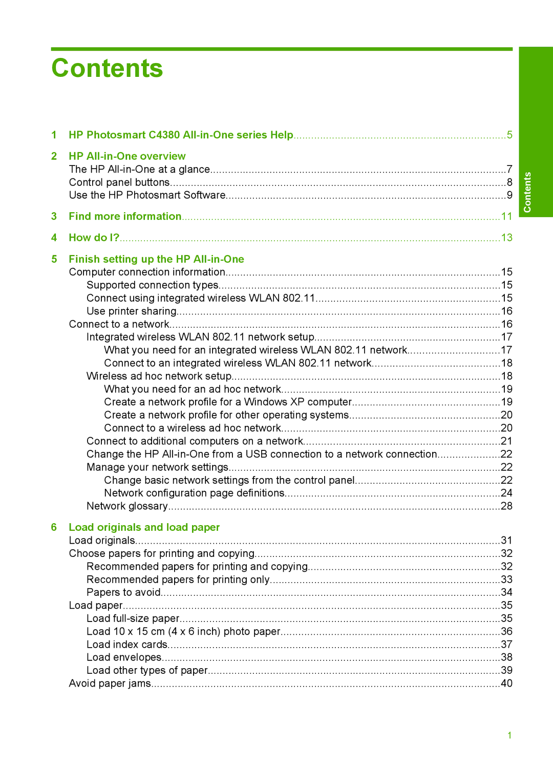 HP C4385, C4380, C4390 manual Contents 