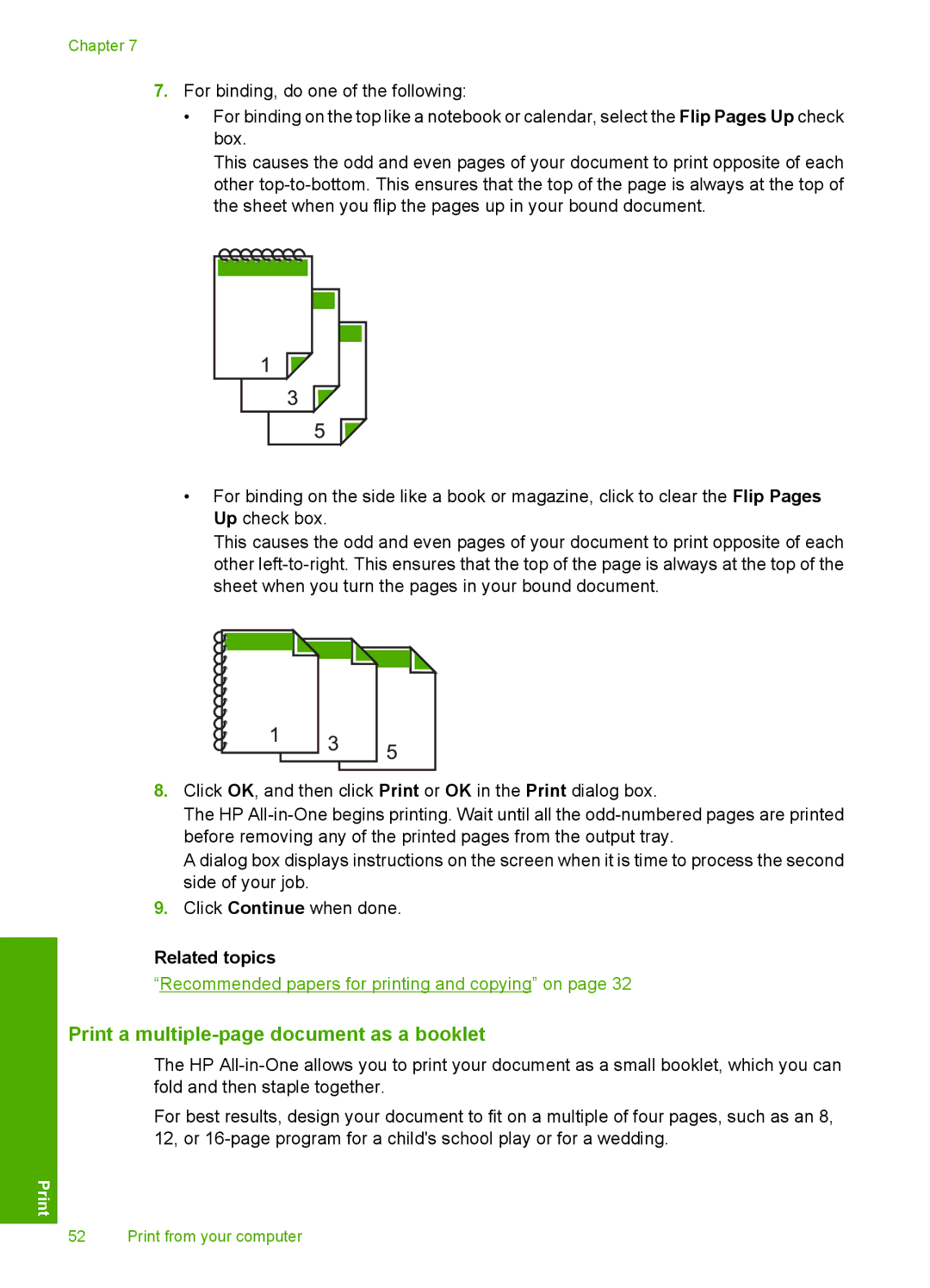 HP C4385, C4380, C4390 manual Print a multiple-page document as a booklet 