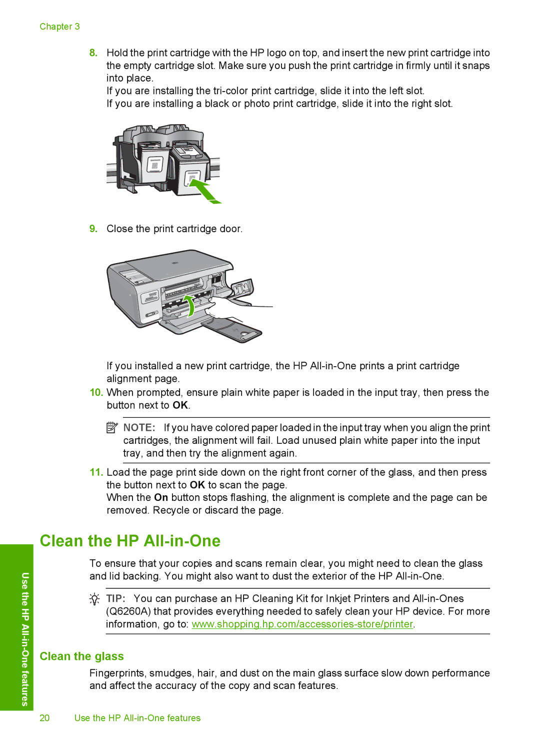 HP C4390, C4380, C4385 manual Clean the HP All-in-One, Clean the glass 