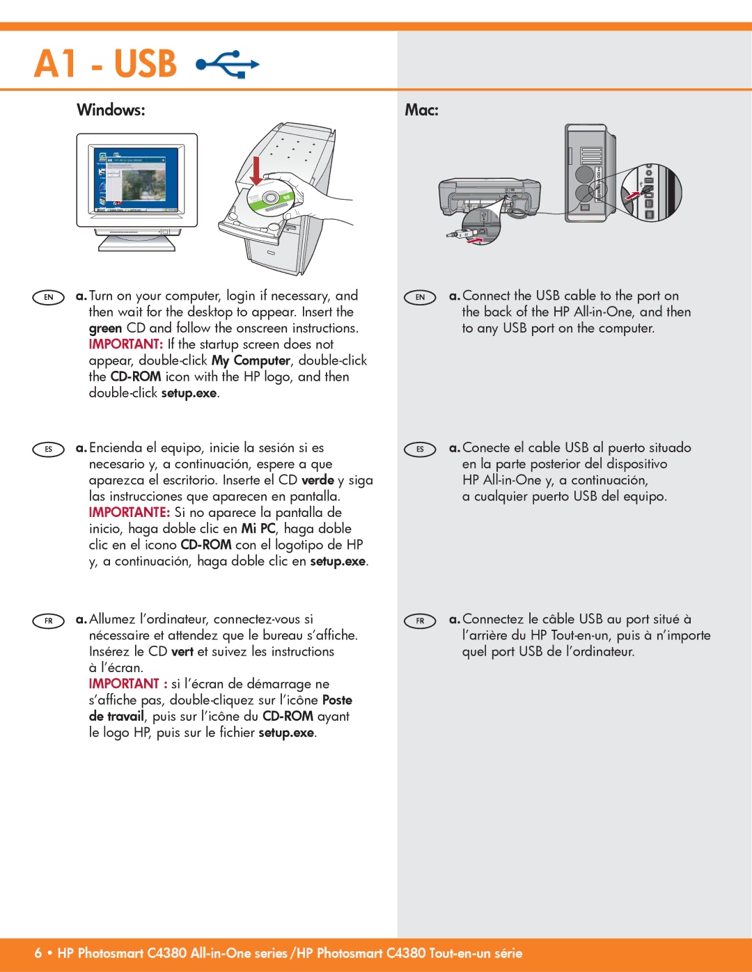 HP C4380, C4390 manual A1 USB 