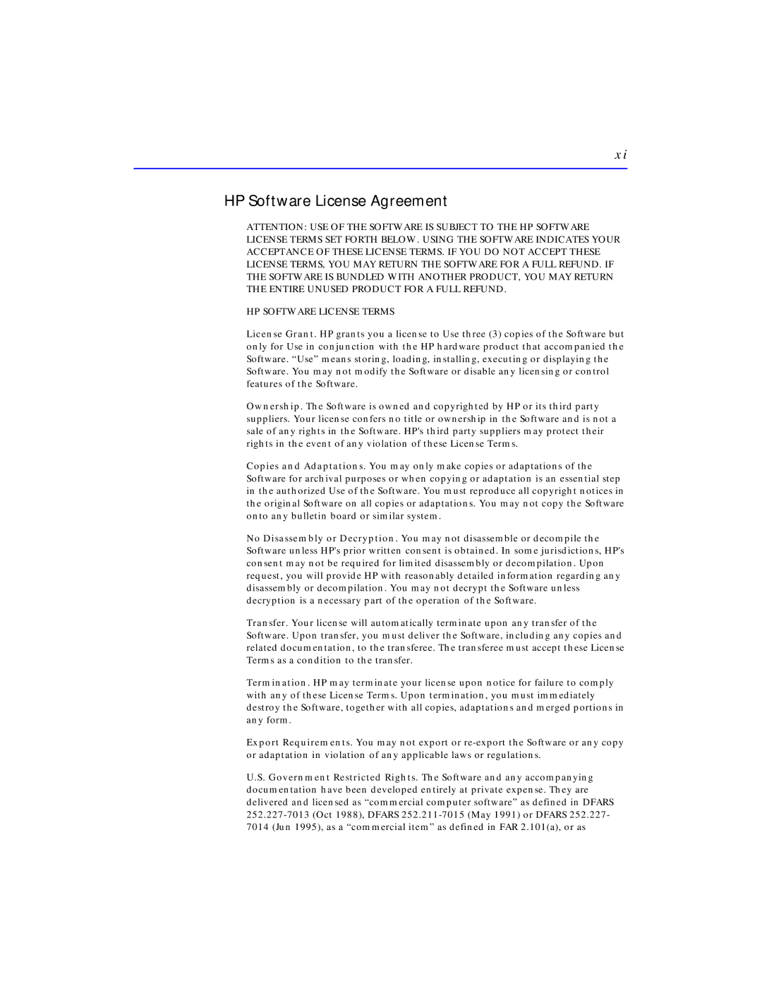 HP C4381-90100 manual HP Software License Agreement, HP Software License Terms 