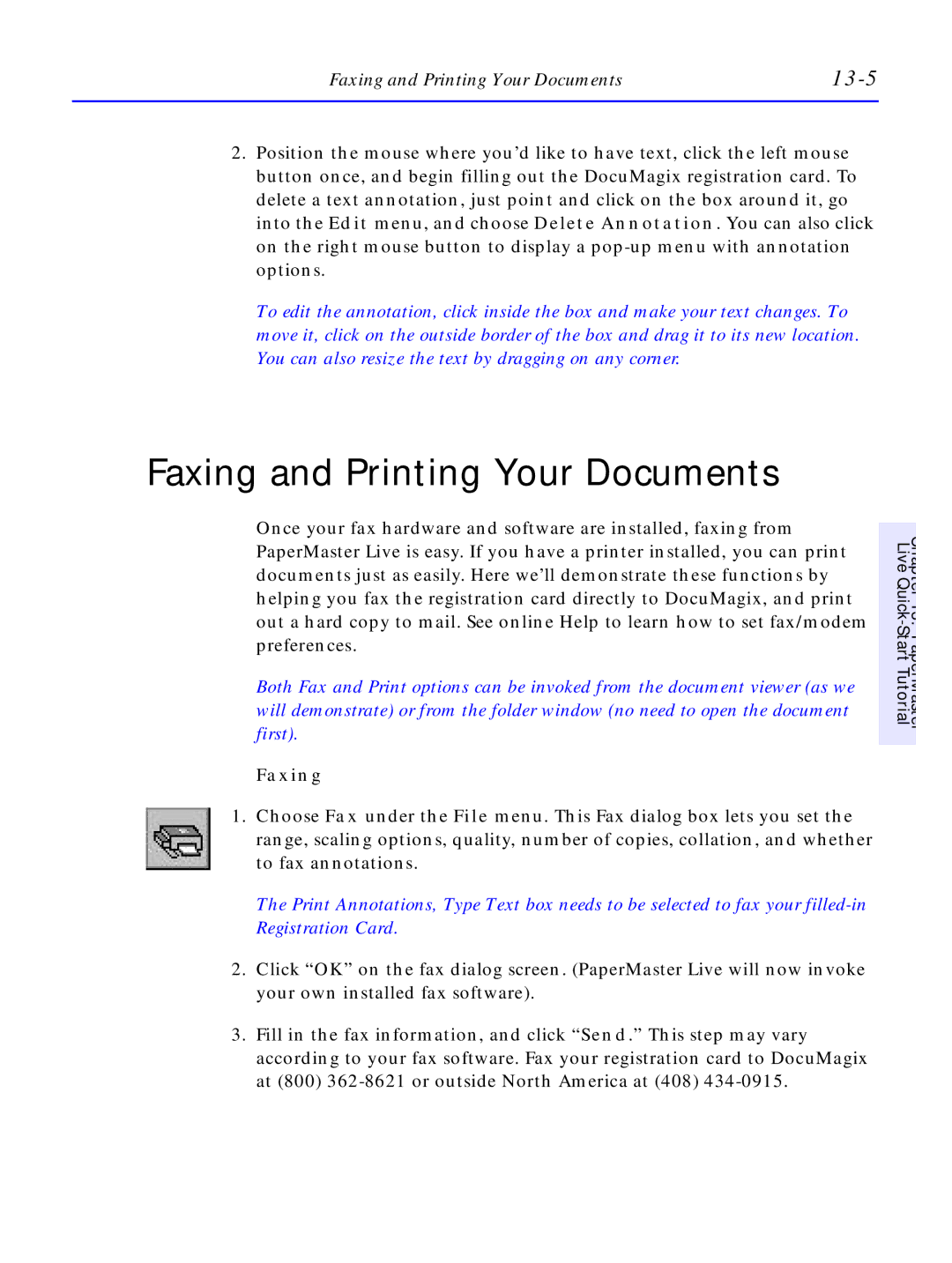 HP C4381-90100 manual Faxing and Printing Your Documents, 13-5 