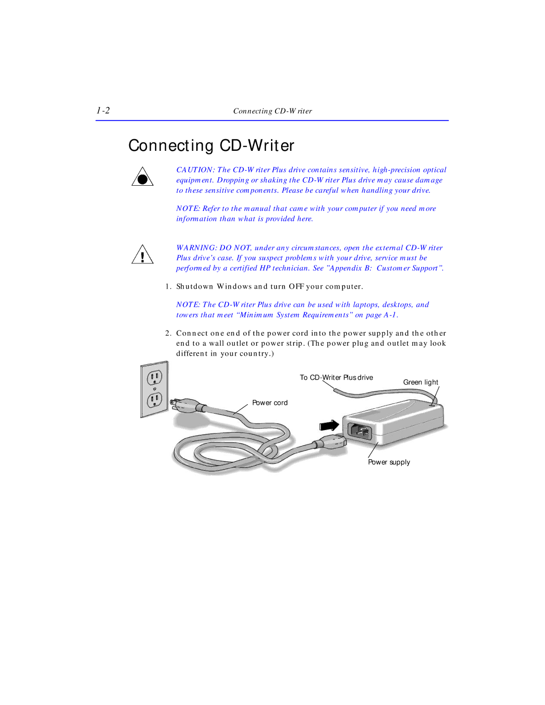 HP C4381-90100 manual Connecting CD-Writer 