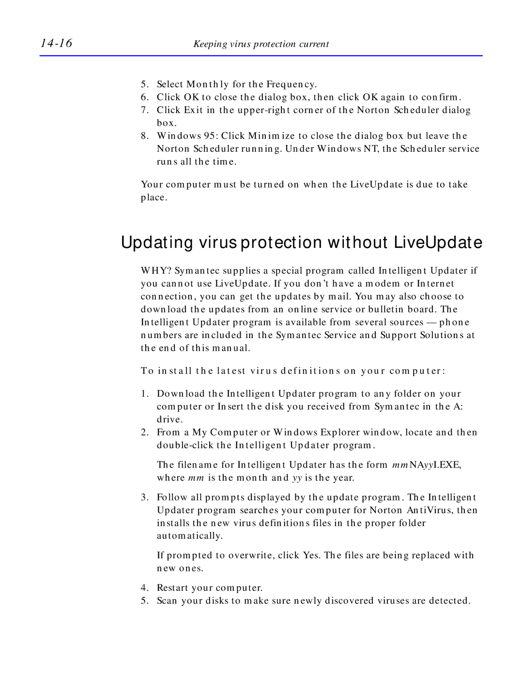 HP C4381-90100 manual Updating virus protection without LiveUpdate, 14-16 