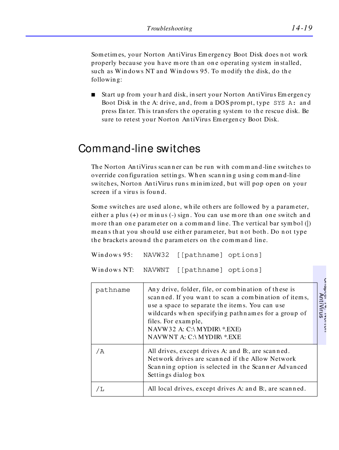 HP C4381-90100 manual Command-line switches, 14-19 