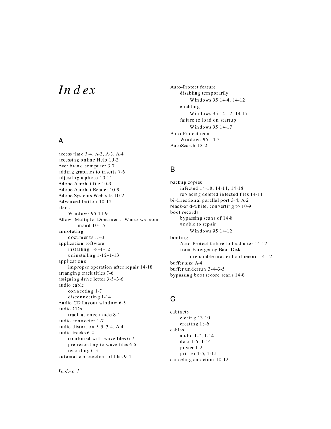 HP C4381-90100 manual Index 