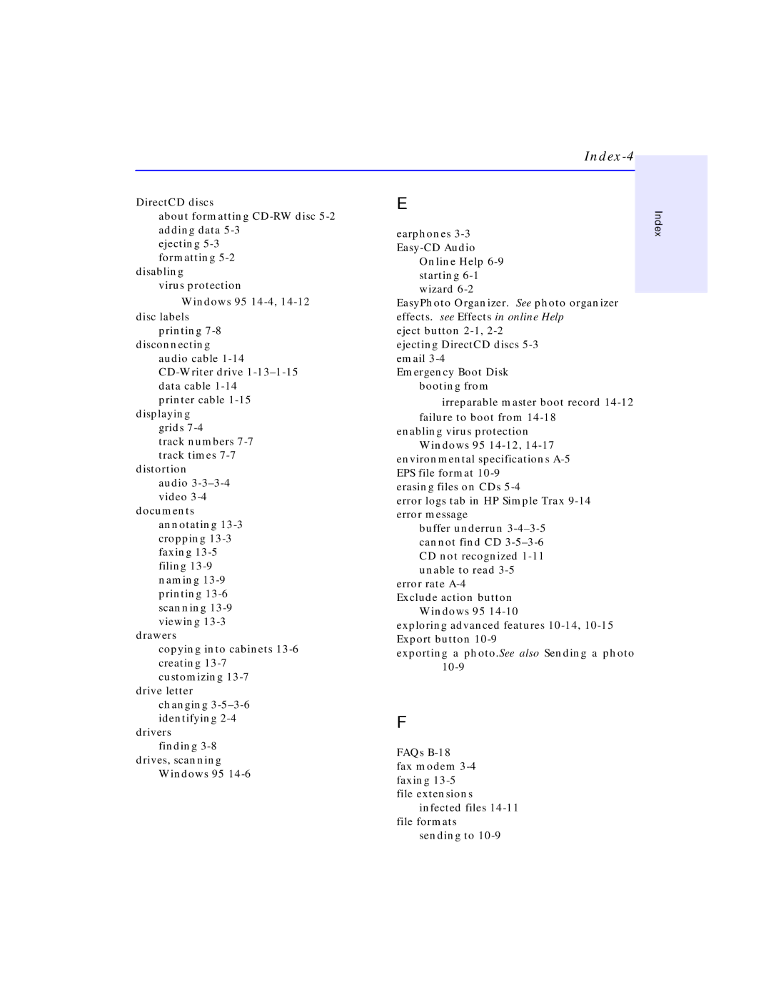 HP C4381-90100 manual Index-4 