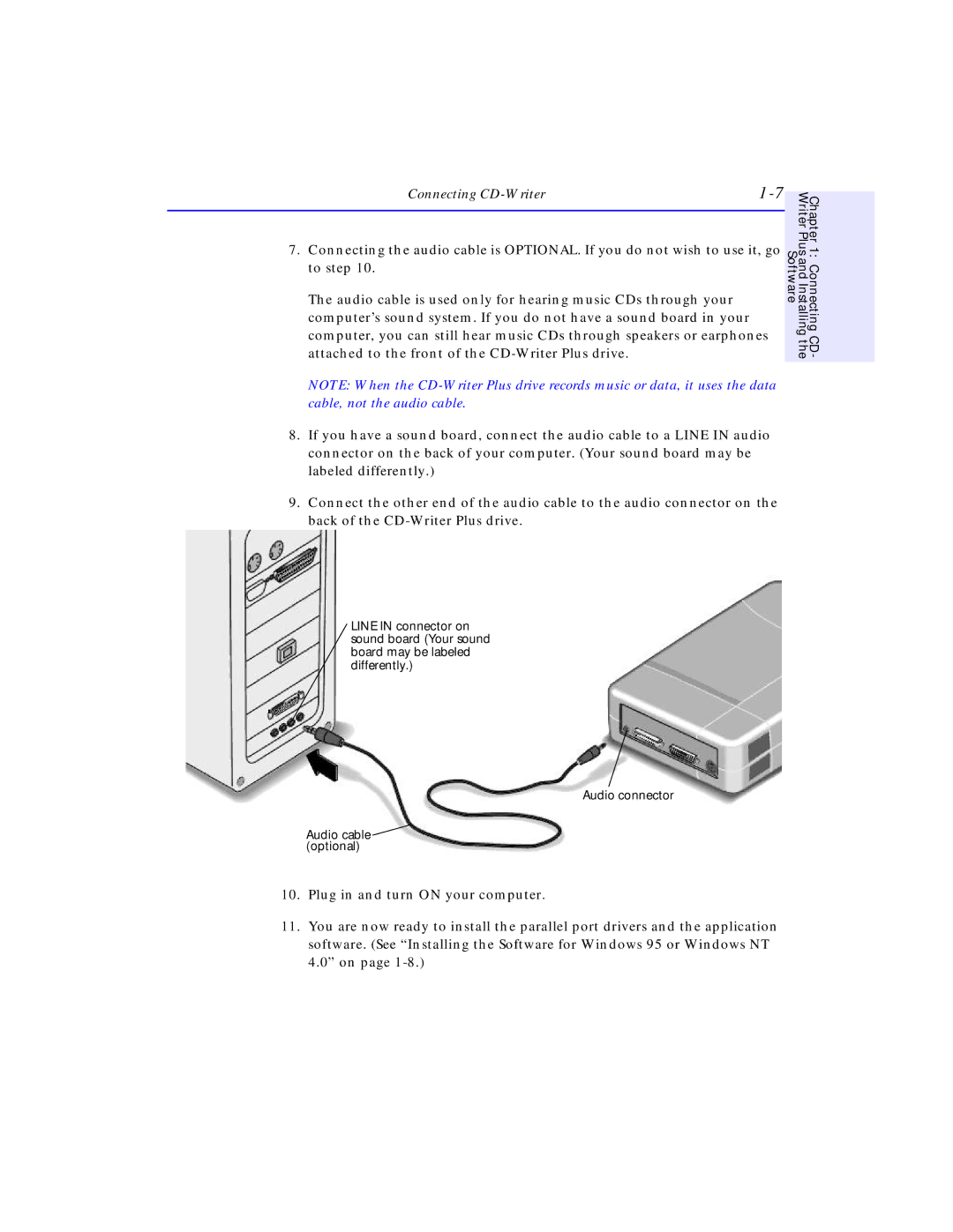 HP C4381-90100 manual Connecting CD-Writer 