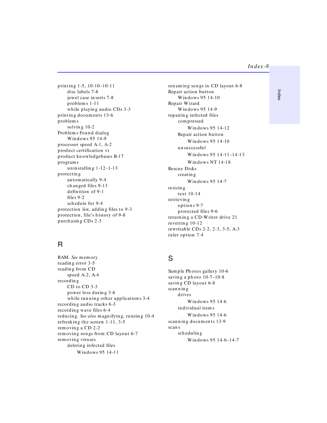 HP C4381-90100 manual Index-8 