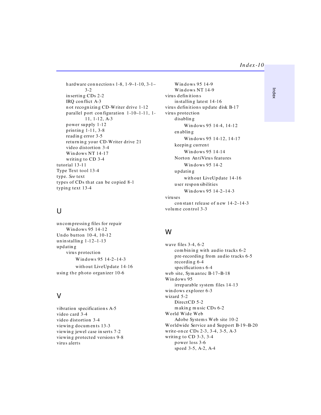 HP C4381-90100 manual Index-10 