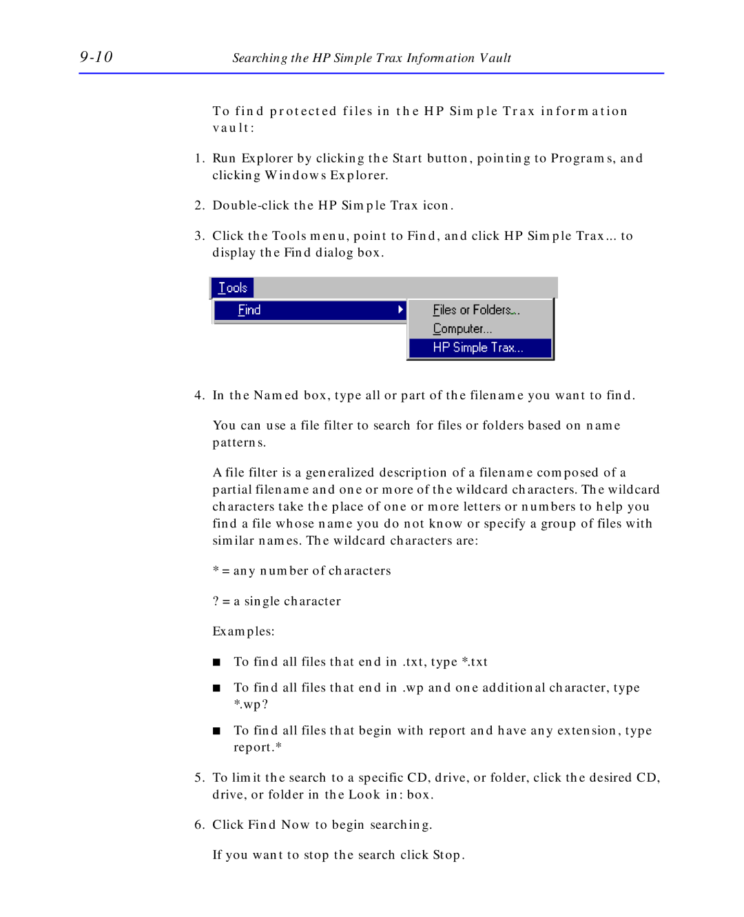 HP C4392-90100 manual Searching the HP Simple Trax Information Vault 