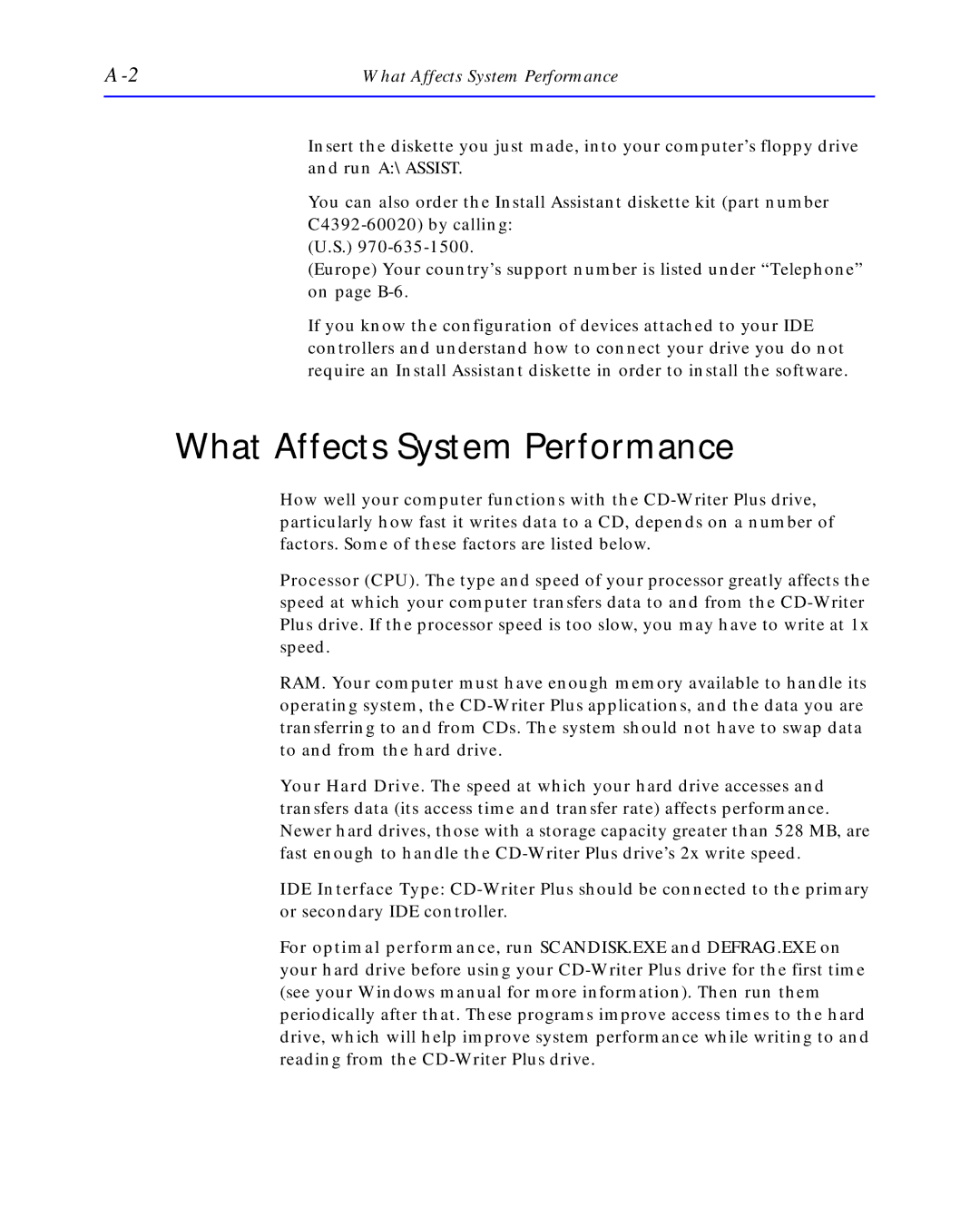 HP C4392-90100 manual What Affects System Performance 