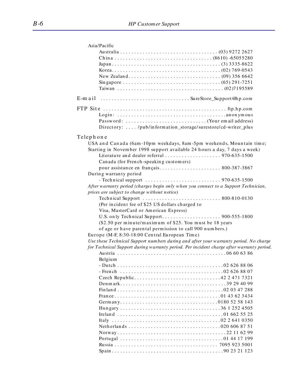 HP C4392-90100 manual Telephone 