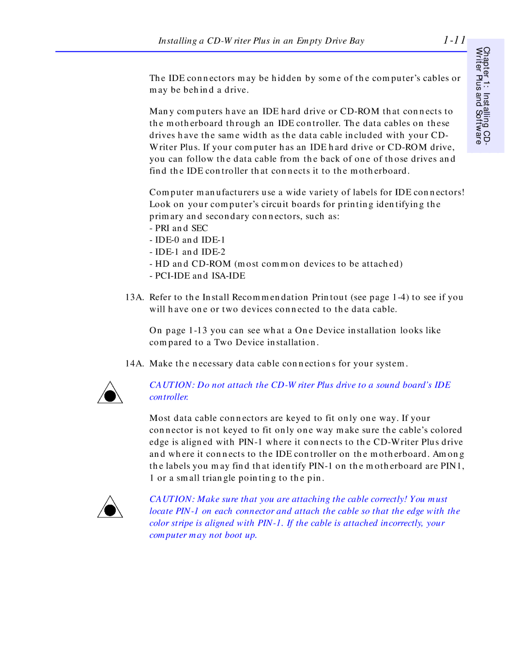 HP C4392-90100 manual Installing a CD-Writer Plus in an Empty Drive Bay 