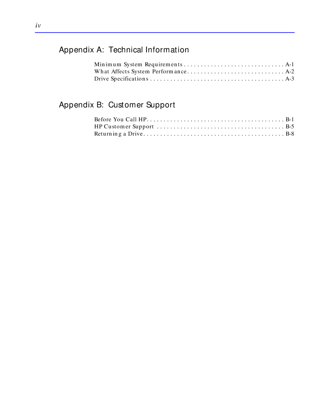 HP C4392-90100 manual Appendix a Technical Information 