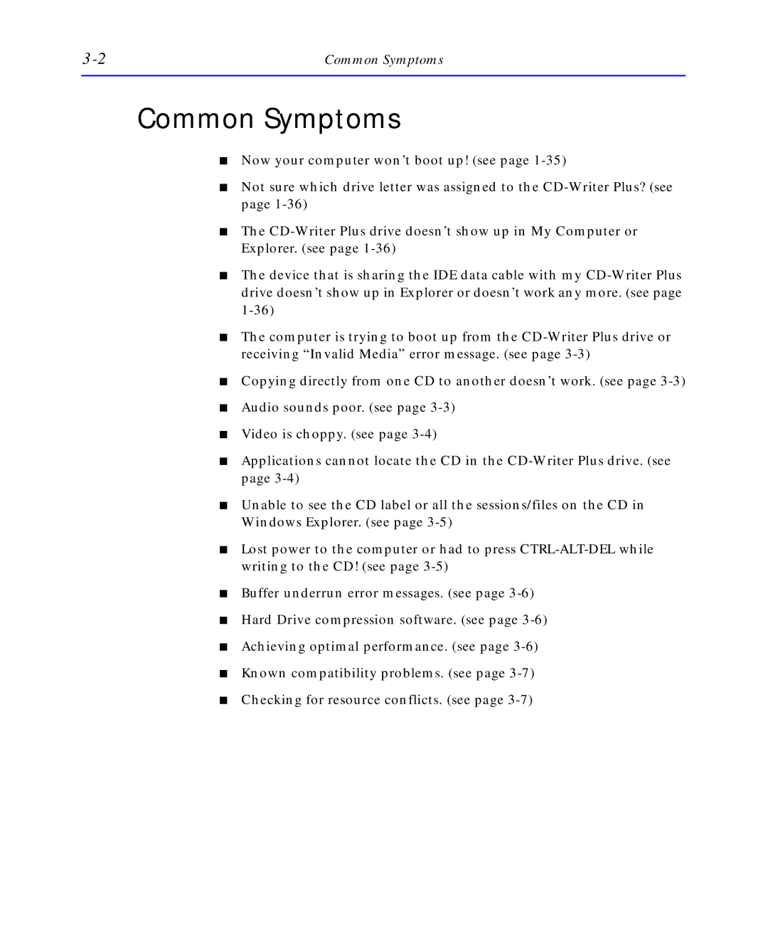 HP C4392-90100 manual Common Symptoms 