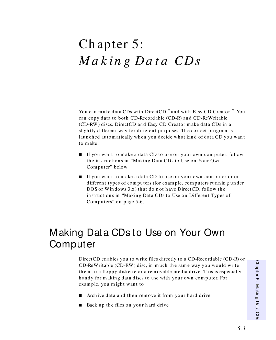 HP C4392-90100 manual Making Data CDs to Use on Your Own Computer 