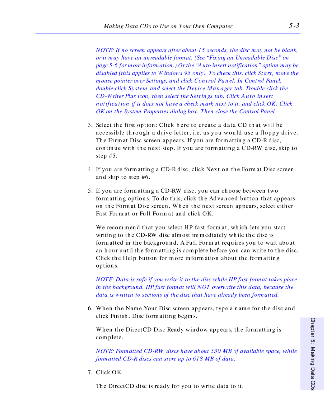 HP C4392-90100 manual Making Data CDs to Use on Your Own Computer 