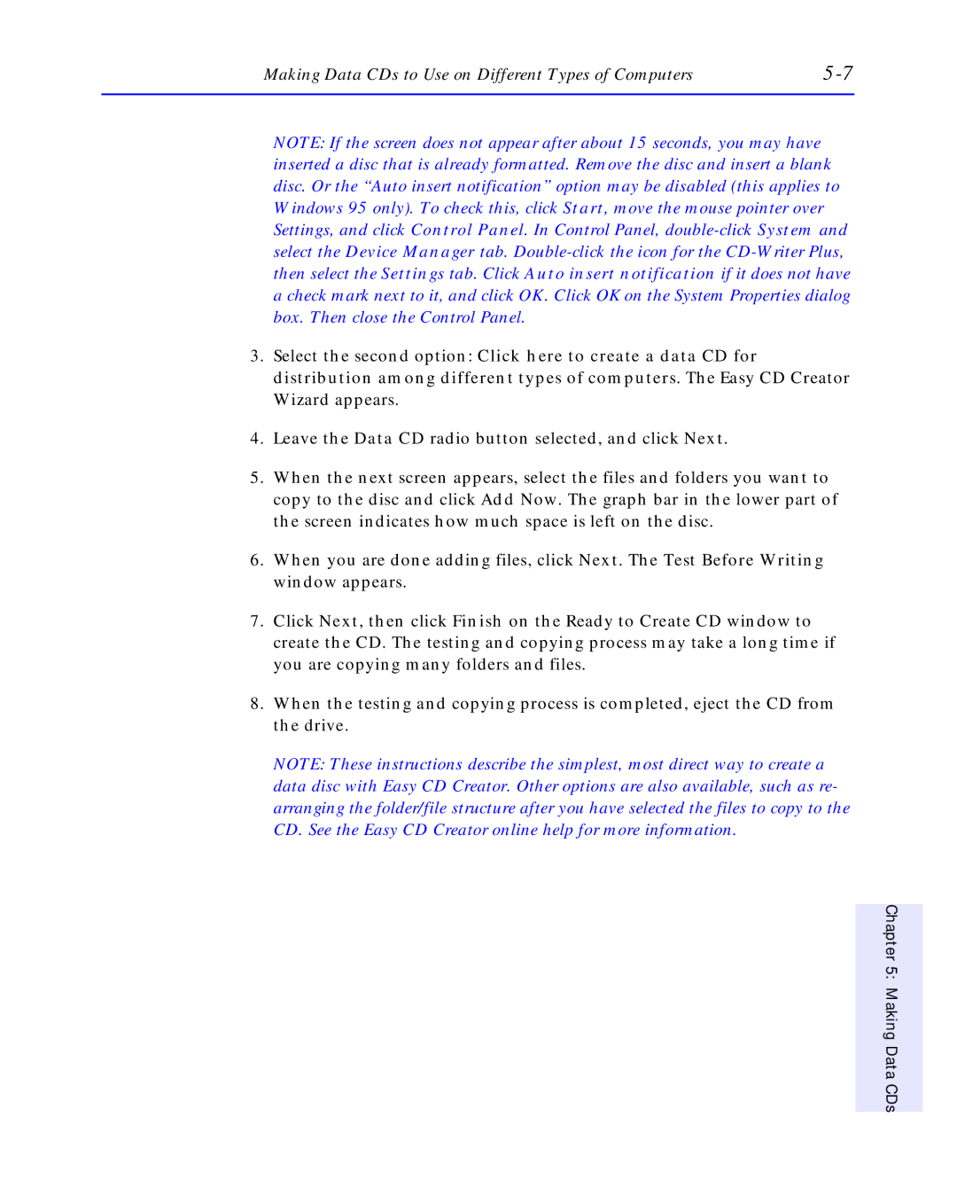 HP C4392-90100 manual Making Data CDs to Use on Different Types of Computers 