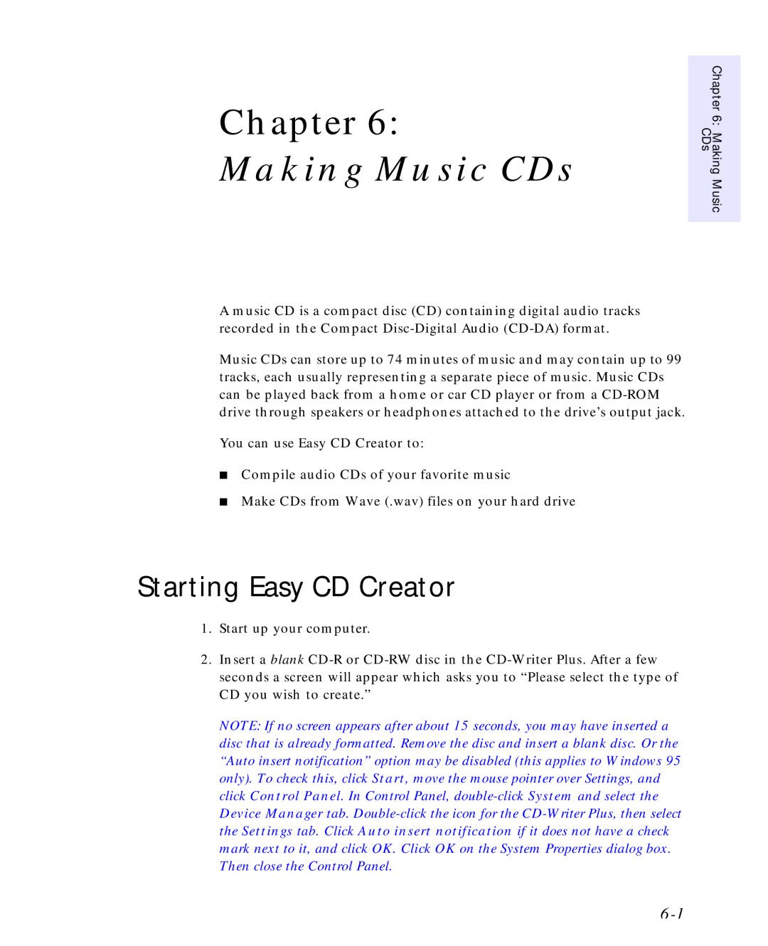 HP C4392-90100 manual Making Music CDs, Starting Easy CD Creator 