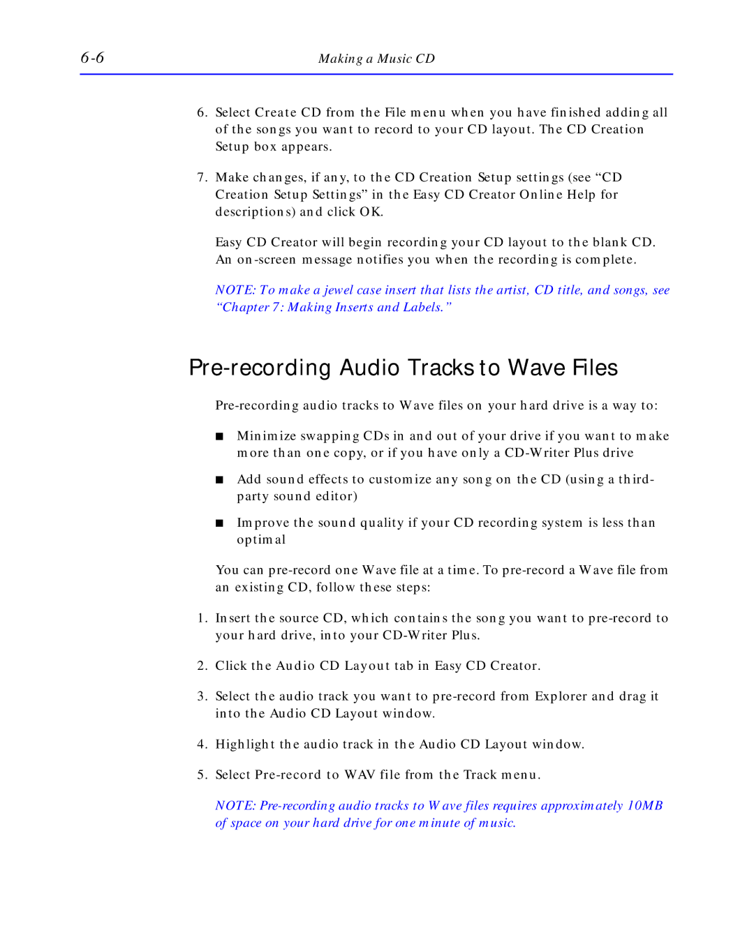 HP C4392-90100 manual Pre-recording Audio Tracks to Wave Files 