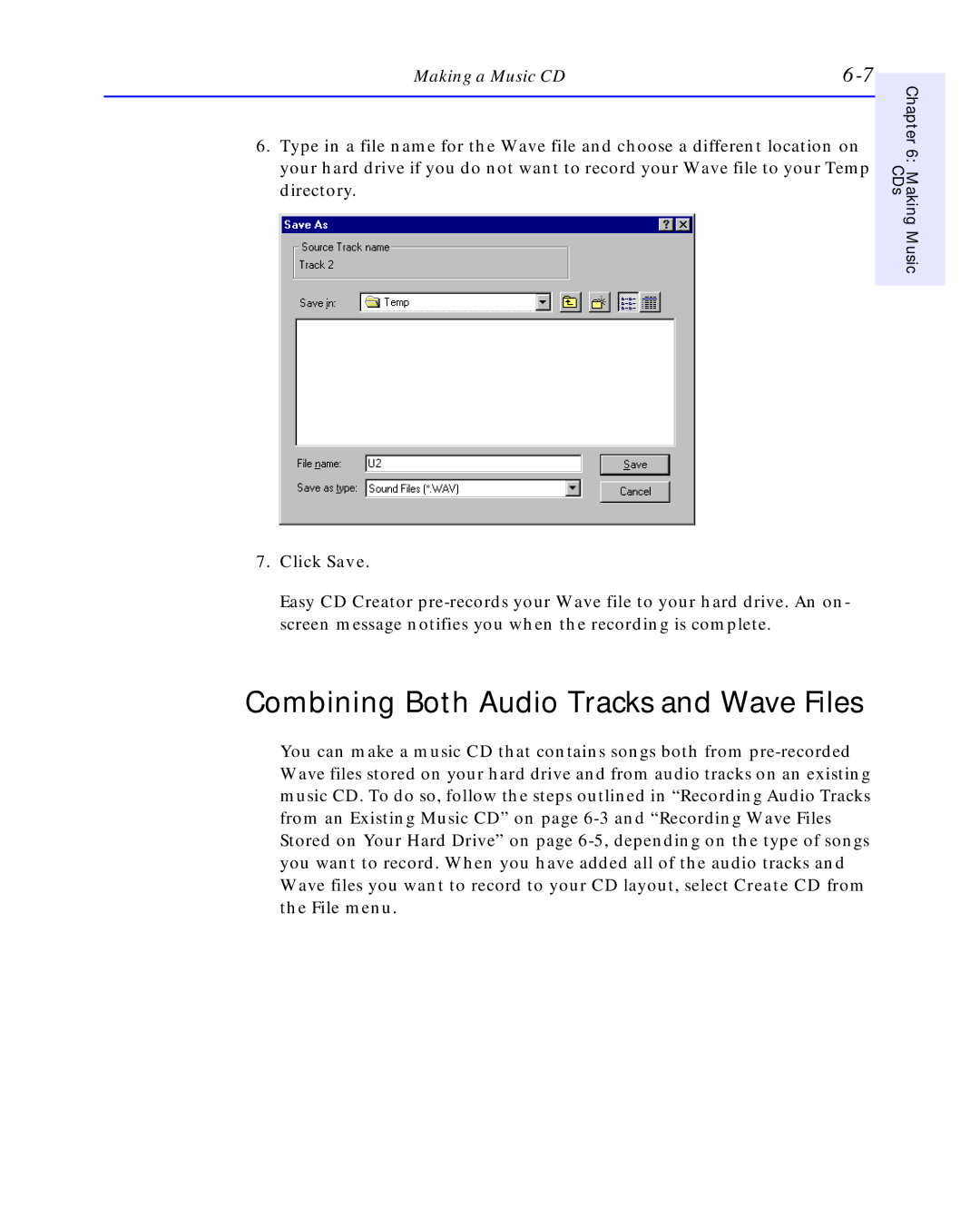 HP C4392-90100 manual Combining Both Audio Tracks and Wave Files 