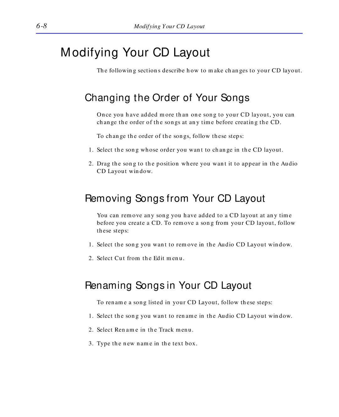 HP C4392-90100 manual Modifying Your CD Layout, Changing the Order of Your Songs, Removing Songs from Your CD Layout 