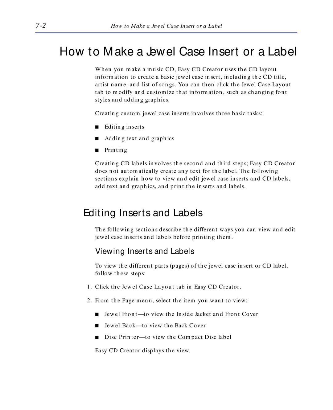 HP C4392-90100 manual How to Make a Jewel Case Insert or a Label, Editing Inserts and Labels 