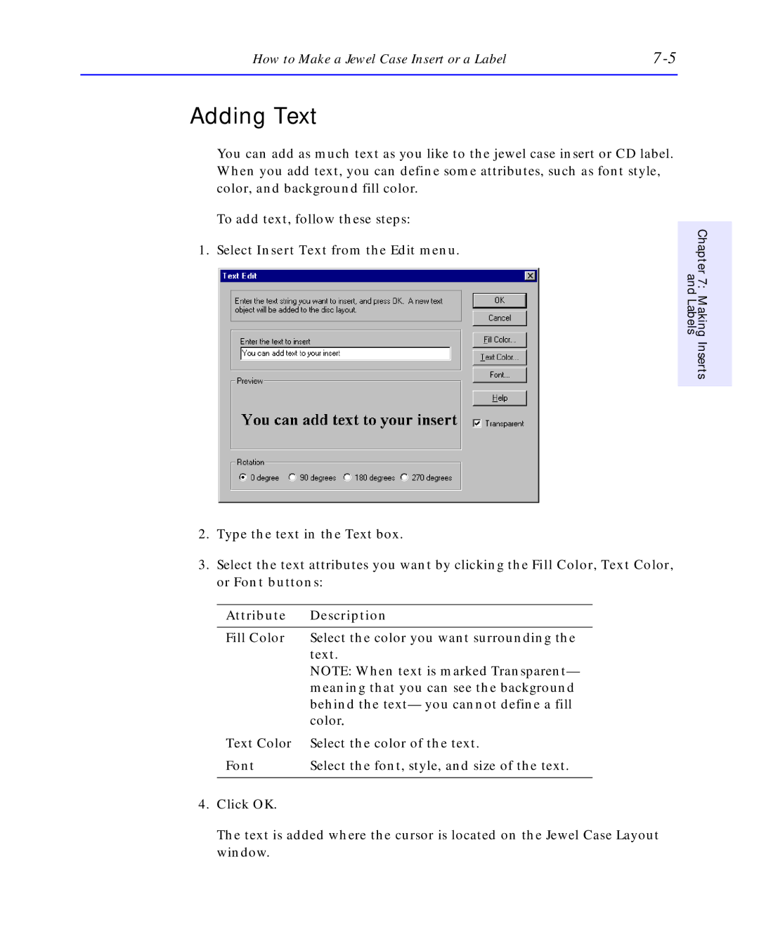 HP C4392-90100 manual Adding Text, Attribute Description 