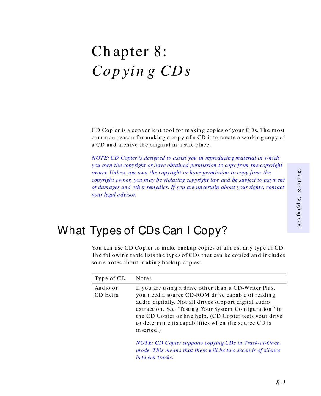 HP C4392-90100 manual Copying CDs, What Types of CDs Can I Copy? 