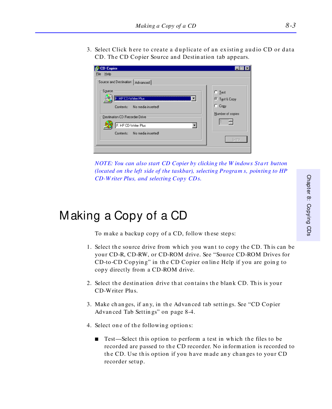 HP C4392-90100 manual Making a Copy of a CD 