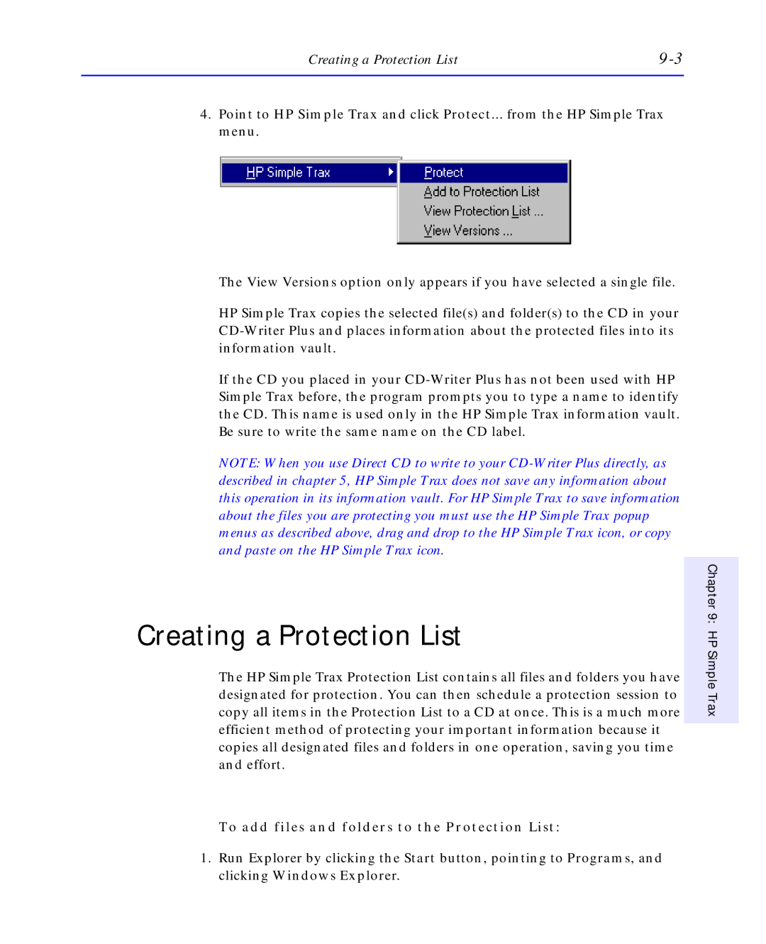 HP C4392-90100 manual Creating a Protection List, To add files and folders to the Protection List 